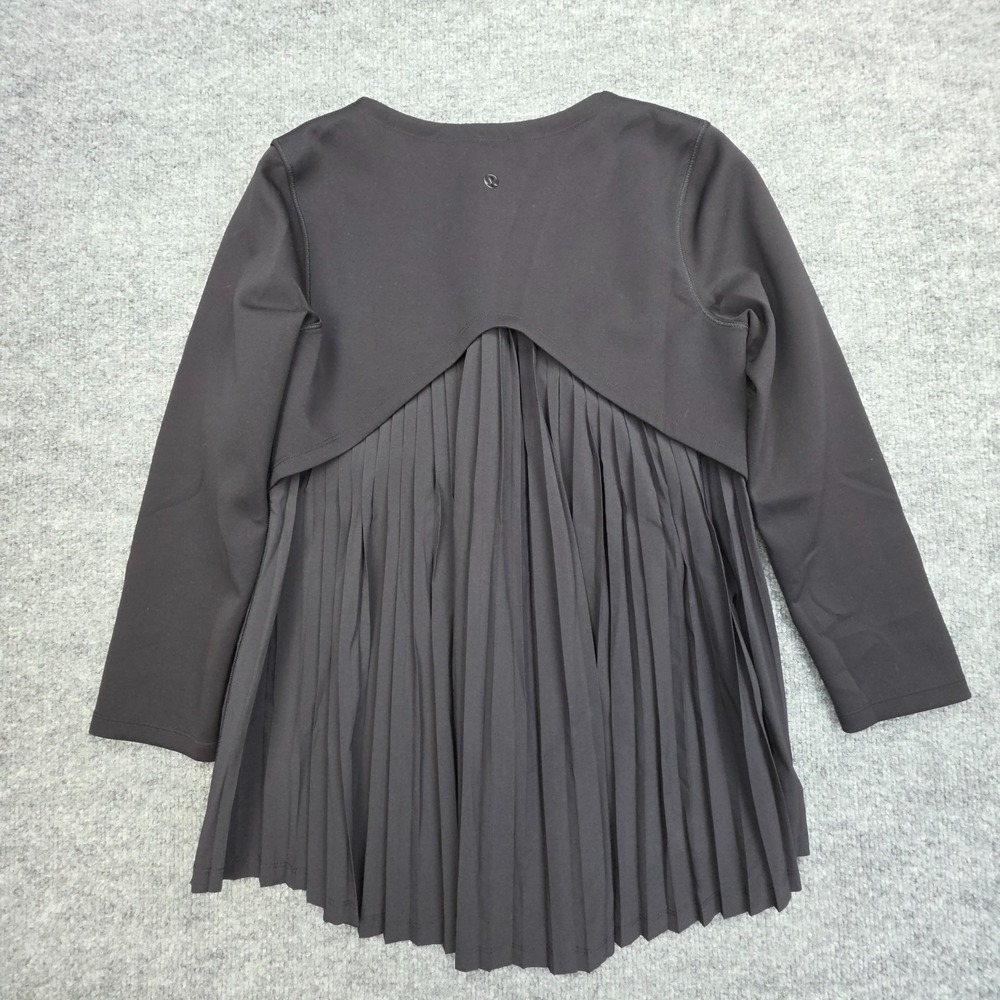 Lululemon Womens Top Size 6 Black Pleat On Long Sleeve Pleated - Picture 2 of 9